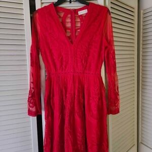 Altar'd State Vibrant Red Lace Mini Dress